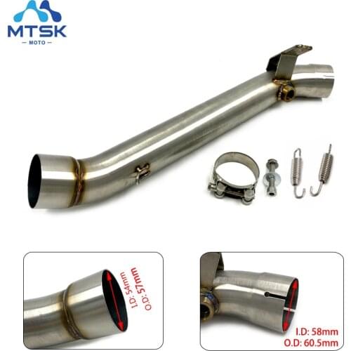 ZX10R ZX 10 R Exhaust Muffler Engine Middle Link Slip On Round Pipe For Kawasaki ZX10R ZX 10R 2011 2012 2013 2014 2015 2016 2017