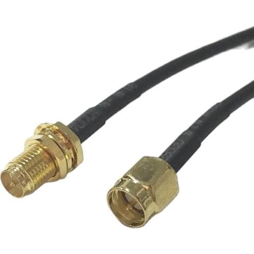 1PC New wireless modem cable SMA Male Plug To RP SMA Female Jack nut Connector RG174 Coaxial Cable Pigtail 20CM 8" Adapter