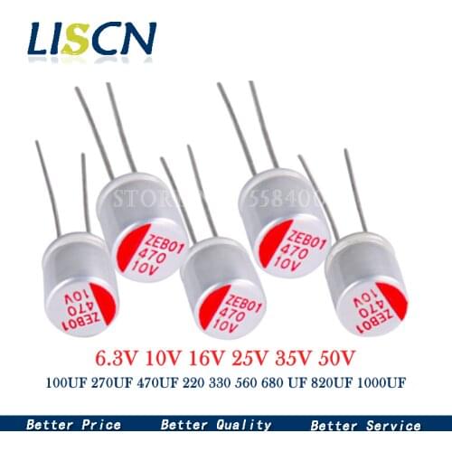 10pcs New DIP Solid Electrolytic Capacitor 6.3V 16V 25V 35V 50V 100UF 270UF 470UF 220 330 560 680 UF 820UF 1000UF Super Low ESR