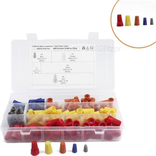 -175pcs Boxed Nylon Terminal Crimping Cap Screw Crimping Cap