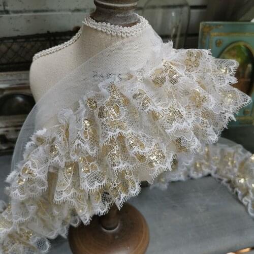 2meters/lot 13cm wide Off white exquisite beautiful Organ pleats lace 2layer elastic belt Sock cuff fold lace accessories X611