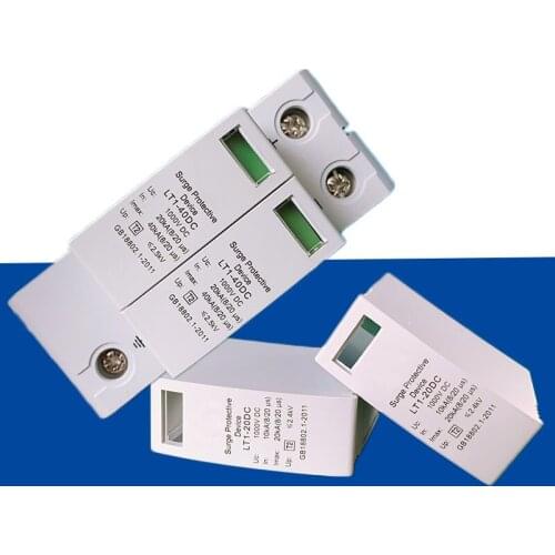 Dc 1000V 800V 500V 20ka~40ka 2P 2Pole Spd House Surge Protector Protective Low-voltage Arrester Device 35mm Din Rail