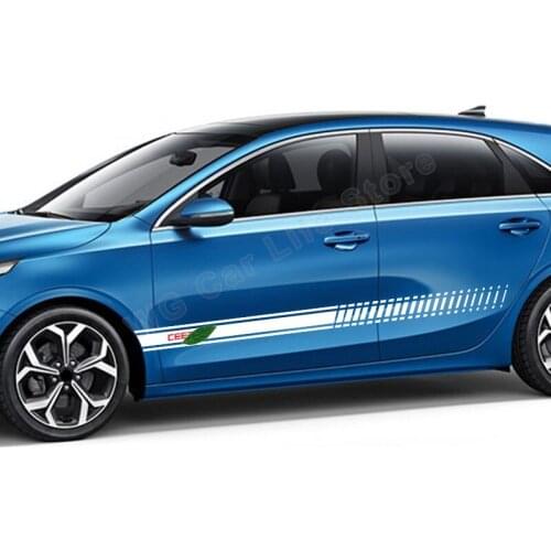 2 Pcs Auto Stickers for Kia Ceed Sw Car Racing Sports Long Stripe Sticker Car Stylish Vinyl Flim Decals Accessories