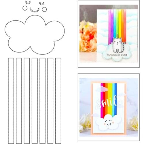 2020 New Rainbow Border Metal Cutting Dies and Cloud Background Die Cut Scrapbooking For Crafts Card Making no Clear Stamps Sets