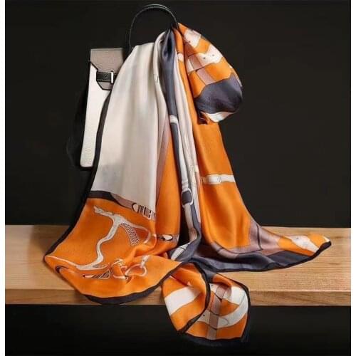 2021 Luxury Brand Silk Scarf Scarves Women Shawls And Wraps Long Large Sunscreen Shawls Scarfs Pashmina Ladies Hijab Beach Towel