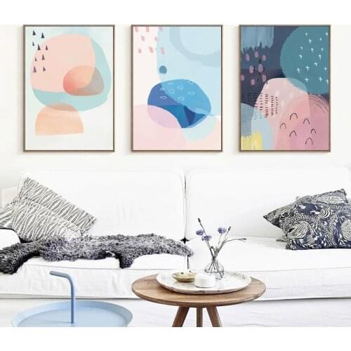 3 Pieces Abstract Art American Style Watercolor Poster Print Modular Canvas Painting Home Wall Art Deco Wall Sticker Unframed