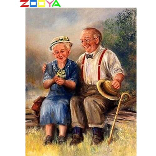 Zooya 3D Diamond Painting Old Couple Full Diamond 5D Diy Diamond Embroidered Cross Stitch Mosaic Home Decoration Gift Sp368