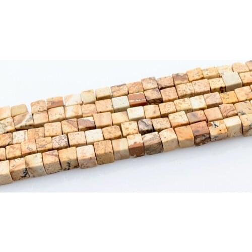 4x4mm Square Shape Natural Picture Jaspers Stone Beads DIY Loose Beads Crystal Energy Stone Healing Power for Jewelry Making
