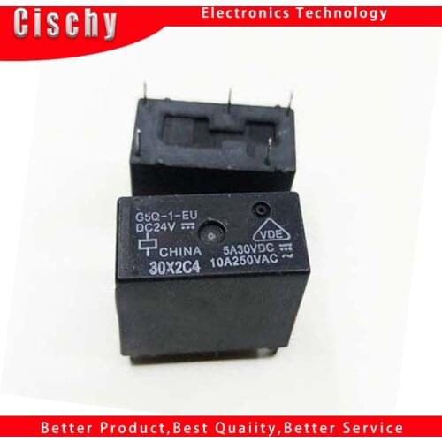 5pcs/lot G5Q-1-EU DC24V 24VDC 24V 5-pin 5A 10A