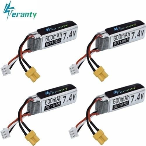 600mAh 7.4V Lipo Battery For XK K130 RC Six-way Brushless Aileron Helicopter Spare Parts Accessories Drone Battery 801855 4pcs