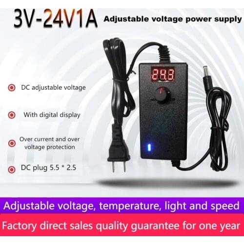3-24V SUSWE adjustable voltage DC power adapter stepless speed regulation dimming 3-12V 5A with display screen multi purpose 60W