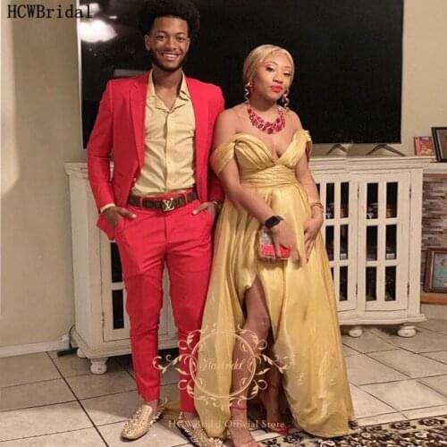 Plus Size Champagne Long Prom Dresses Off The Shoulder Side Slit Pleat Satin Wedding Party Dress Black Girl Graduation Gowns