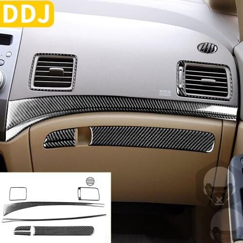 Car Dashboard Glove Box Air Vent Real Carbon Fiber Trim Cover Sticker For Honda Civic 8 8th Gen 2006 2007 2008 2009 2010 2011