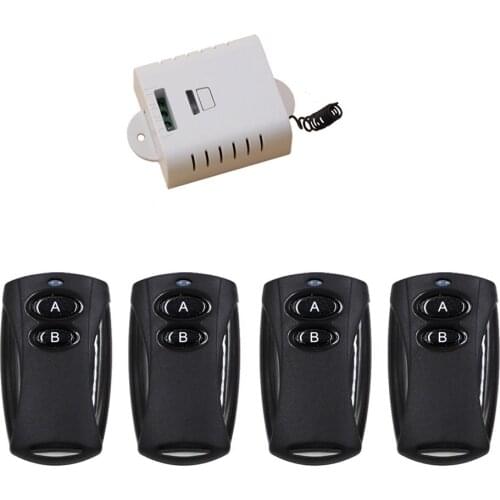 Black Color AC85V 110V 120V 220V 1CH Wireless Remote Control Switch with Manual Button Receiver+4pcs Transmitter Smart Home
