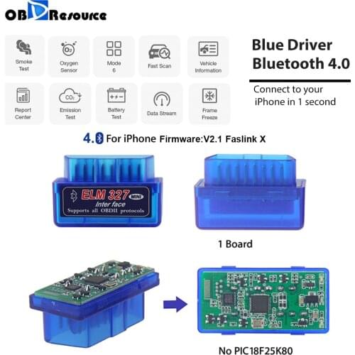 Bluetooth 4.0 ELM327 for iPhone Faslink Free iOS Software BlueDriver Code Reader OBD2 Scanner Phone Car Diagnosis ELM 327