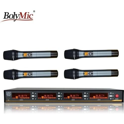 Bolymic 4 Channels wireless microphone UHF PLL Wireless Karaoke Microphone