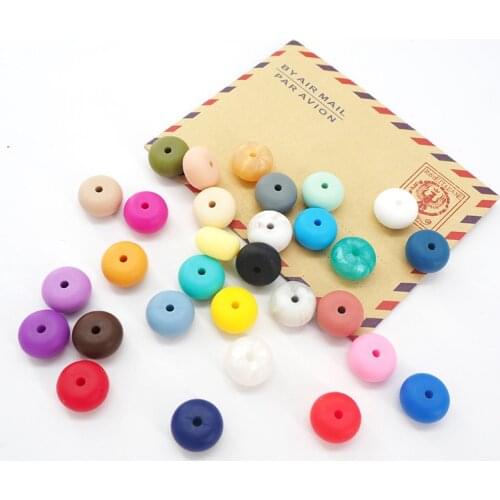 Chenkai 100pcs Silicone Abacus Teether Lentil Beads DIY Nursing Baby Pacifier Jewelry Toy Pendant Making Beads BPA Free 14x8mm