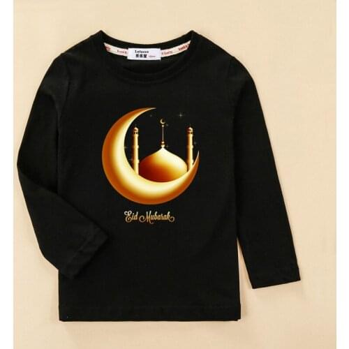 Kids Ramadan t-shirt Islam boys girl cotton tops children Muslim clothes baby long sleeve casual tees 3-14T