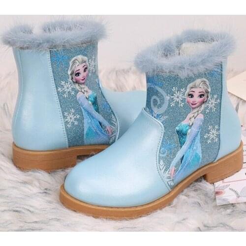Kids Cartoon Frozen Boots Autumn Winter New 2021 Princess Boots Girls Fashion Elsa Princess Children Sneakers Sport Shoes