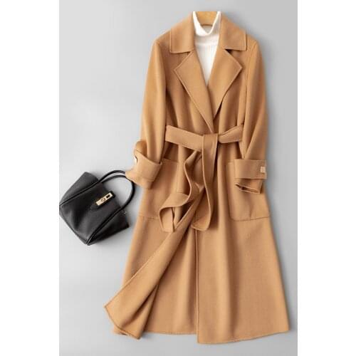 Double Faced Cashmere Coat Womens Middle Long 2021 New Autumn and Winter Korean High-end Hepburn Fashionable Woolen Coat