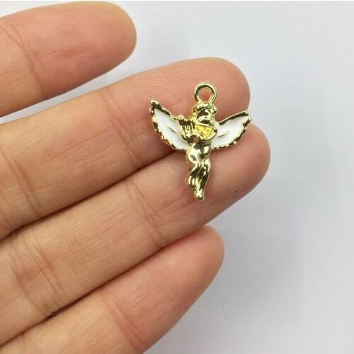 Eruifa 10pcs 16mm Angel With Epoxy Coin Zinc Alloy necklace,earring bracelet jewelry DIY handmade 2 colors