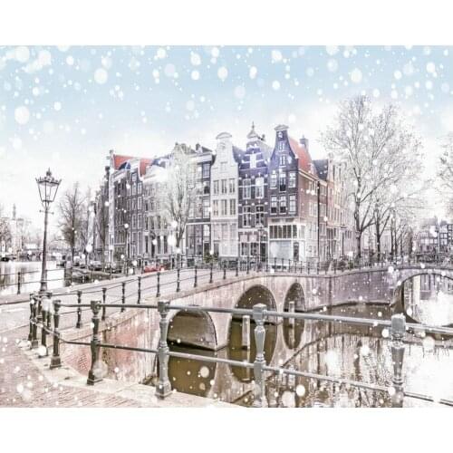 Winter Street Snow Scene Backdrop Baby Shower Party Birthday Room Decor Photo Booth Studio Prop