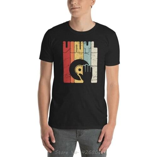 Retro Distressed Vinyl Record Turntable T-Shirt Record Player Dj Gifts Designs Men Summer Stranger Things Political T Shirt
