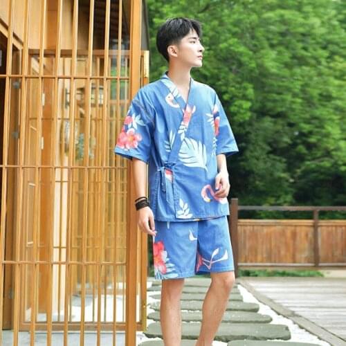 Customized Japanese kimono high-end cute sweat steam clothes mens and womens CP 100% Cotton Bathrobe pajamas home Thai Spa