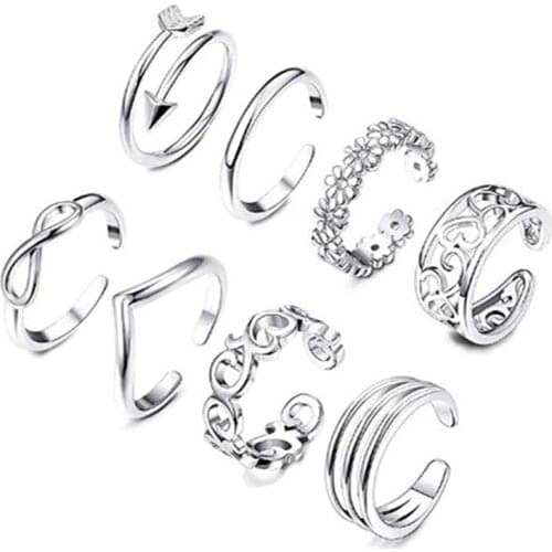 Summer Beach Vacation Knuckle Foot Ring Open Toe Rings Set for Women Girls Finger Heart Ring Adjustable Jewellery Wholesale