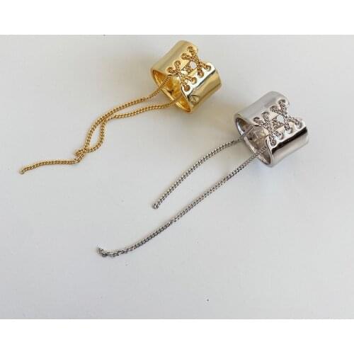 SHANICE S925 Sterling Silver Open Ring Chain Straps Exaggeration Opening Rings for Women Girl Jewelry Niche internet celebrity