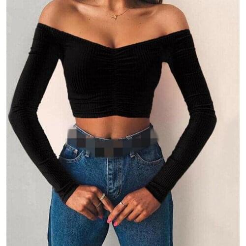 Women Summer Crop Top Off Shoulder V Neck Tank Top Women Vest Solid Color Crop Tops Shirts Tee Shirts Ladies Clothes