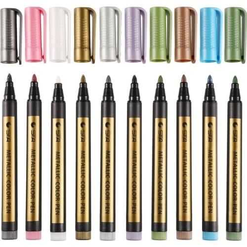 10 Colors Metallic Paint Marker Pen Permanent Writing Rock Painting Photo Album Scrapbook Glass Wood Canvas Card Art marker