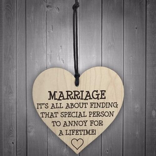 Meijiafei Marriage Is A Special Person To Annoy Novelty Wooden Hanging Heart Love Plaque
