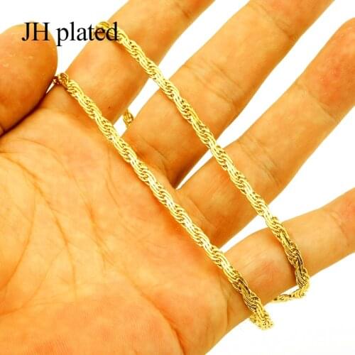 JHplated Metal Wide 3.8mm Length 45cm Necklaces Women/Men,for Women Iranian Jewelry Gold Color Arab Jewelry
