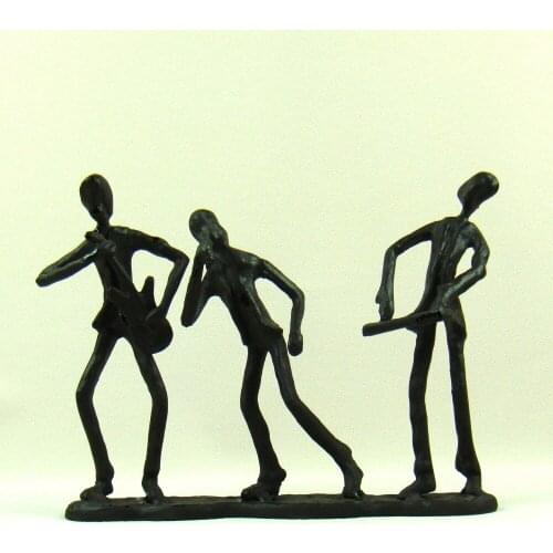 Metal Rocking Band Miniature Abstractive Cast Iron Hippie Figurine Decor Craft Ornament for Souvenir Gift and Art Collection