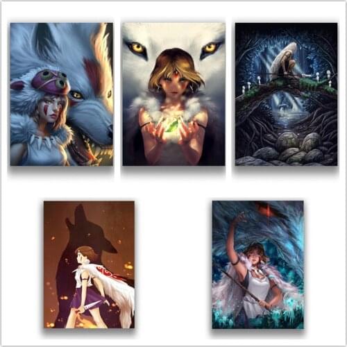 Miyazaki Hayao Mononoke Hime Poster Clear Image Wall Stickers Home Decoration Good Quality Prints White Coated Paper