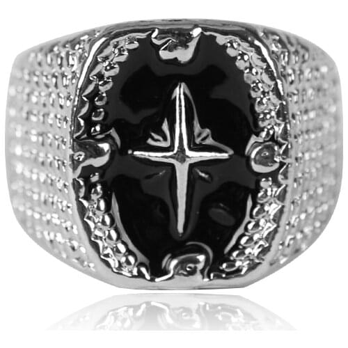 Fashion Hip-hop Mens Zinc Alloy Opening Adjustable Oil Drop Cross Ring Temperament Retro Boy Birthday Gift Direct Selling