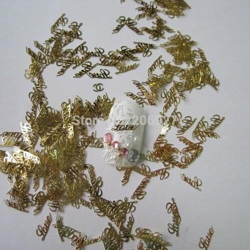 MS38 100pcs Gold Cute Love Deco Nail Art Metal Sticker Nail Art Decoration Non-adhesive Sticker