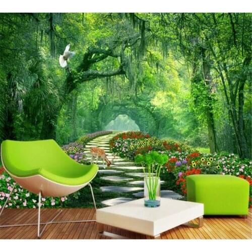 Beibehang Custom wallpaper mural beautiful tree park green tree road 3d landscape wallpaper wallpaper home decoration painting