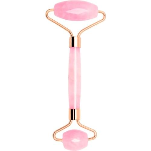 100% Rose Pink Quartz Face Massage Rollers Rose Massage Stick Gouache Lifting Facial Tool for Facical Foot Massage Dropshipping