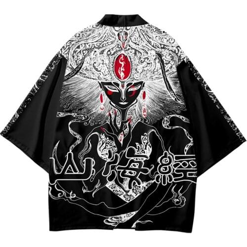 Plus Size 6XL Mitologi Cina Beach Japanese Style Kimono Streetwear Men Women Cardigan Cosplay Haori Yukata Harajuku Tops Robe