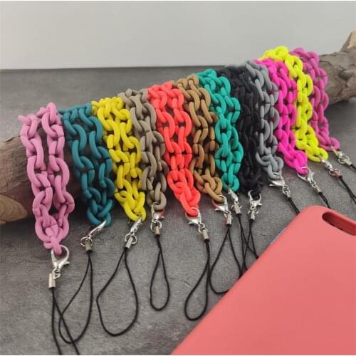 Colorful Acrylic Rubber Plated Lanyard For Hand Mobile Fashion Phone Chain Strap Cords For iPhone 11 12 Pro Max XS XR X 7