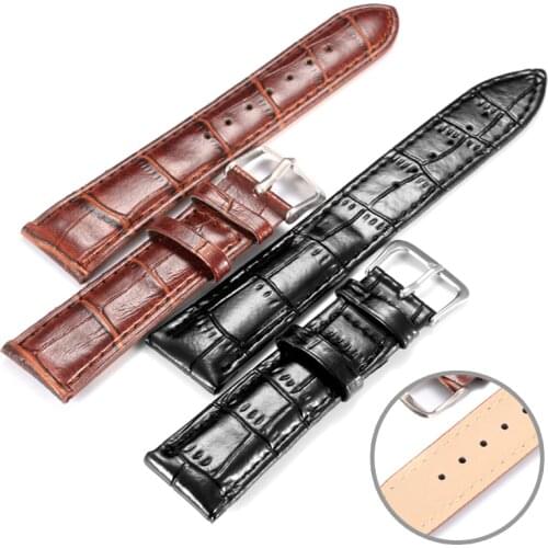 Black/Brown Simulation Leather Watchband 20mm/22mm Waterproof Soft Classic Watch Accessories Simple Fashion TT@88
