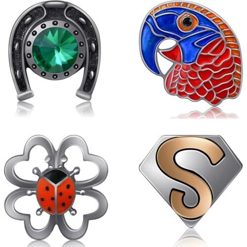 Lovely parrot ladybug Eye peacock animals 18MM snap buttons fit DIY 18MM snap bracelet snap jewelry Christmas Gift