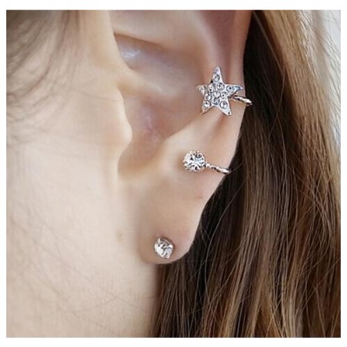 2019 hot Fashion Leaf Design Crystal Stud Earrings Tassel Earrings for Women Star Ear Cuff Jewelry Gold Color Silver Earrings