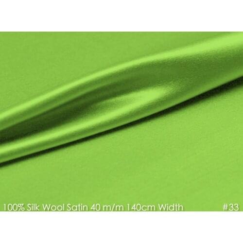 SILK WOOL SATIN 140cm width 40mm/28%Silk+72%Wool Satin Fabric for Summer Suits Party Dress Clothes 33 Lime