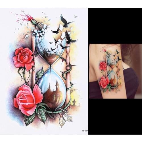 1 Piece Beauty Body Arm Art Tattoo for Women Men Paint Waterproof Decal HB509 Flower Sand Clock Styling Temporary Tattoo Sticker
