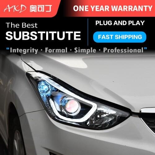 AKD tuning cars Headlight For Hyundai Elantra 2012-2016 Headlights LED DRL Running lights Bi-Xenon Beam Fog lights angel eyes