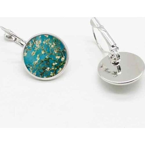 Van Gogh Almond Bridal Jewelry Van Gogh Painting Glass Art Earrings Stud Earrings