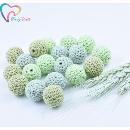 50PCS High Quality 26 Colours Crochet Beads 16-20MM Mix Colors Wooden Round DIY Jewelry Beads Supplies Nursing Necklace Pendant
